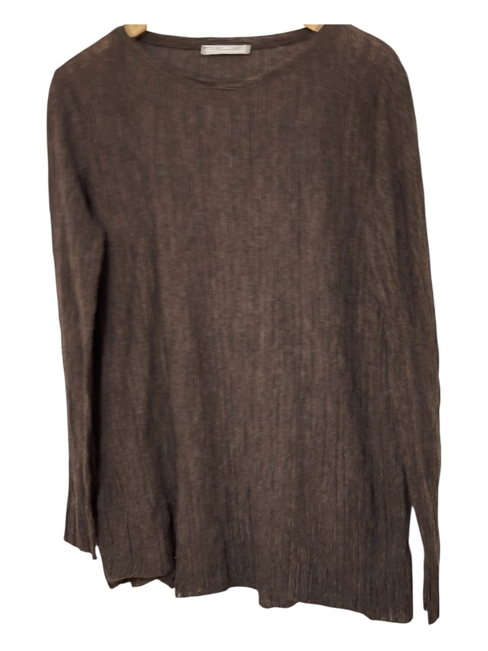 Zara Crewneck Scoop-Neck Long Sleeve Sweater Women's Size S Brown